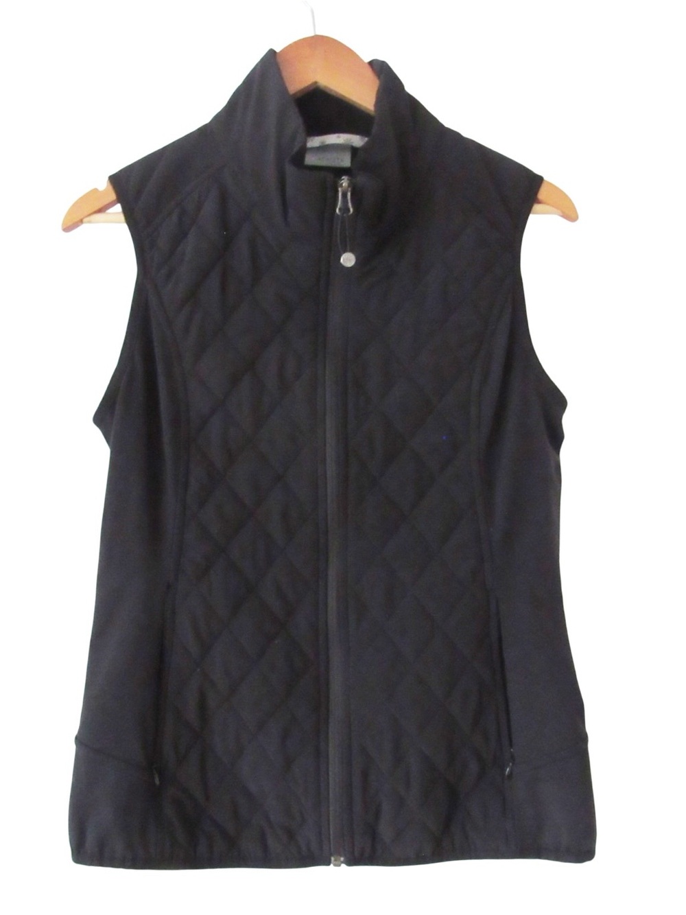 Athleta Upside Quilted Vest Medium Black Full Zip Pockets Lightweight Athletic